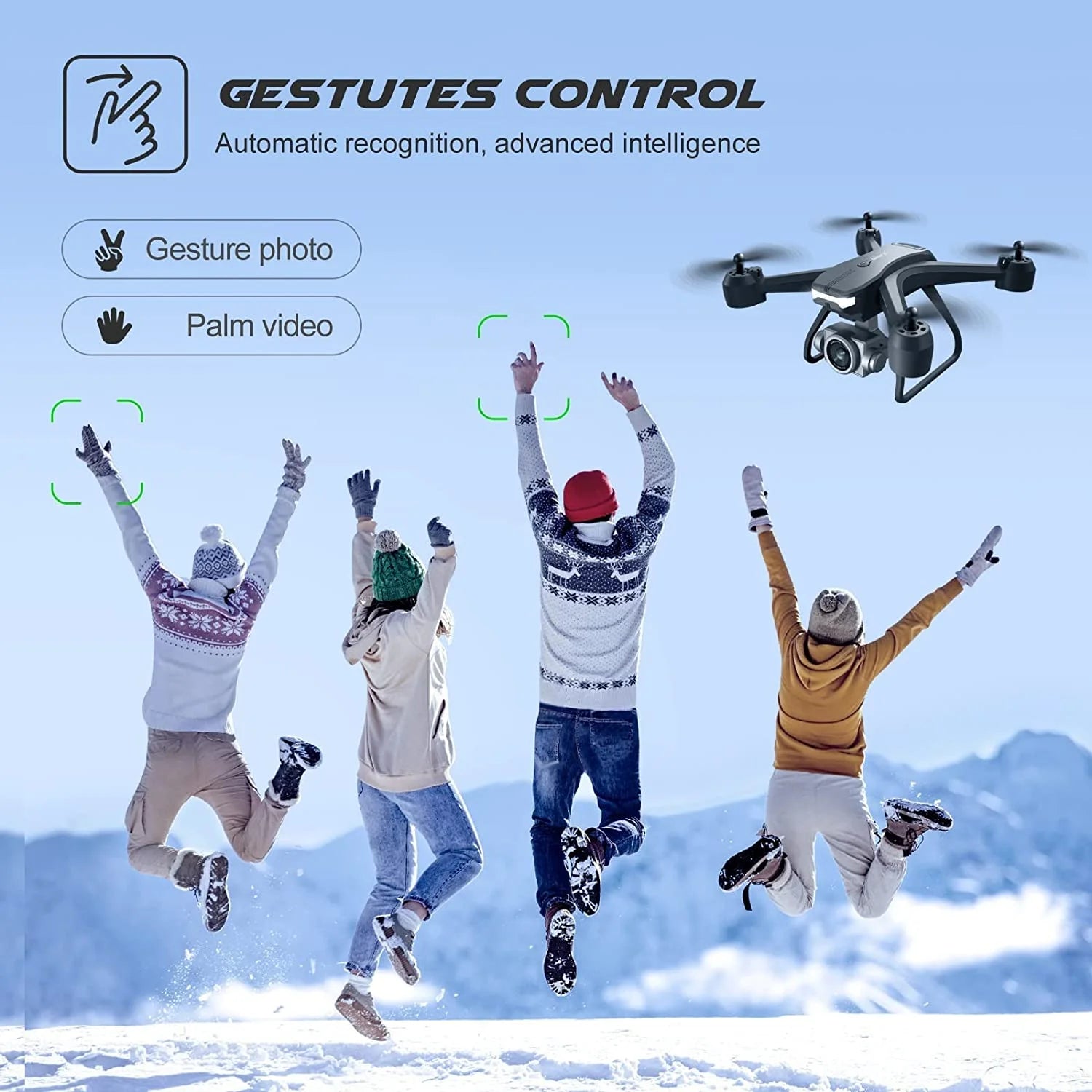 V14 Drone with 1080P HD Camera Live Video 120°Wide-Angle Wifi Altitude Hold, 3D Flip 2 Batteries Black