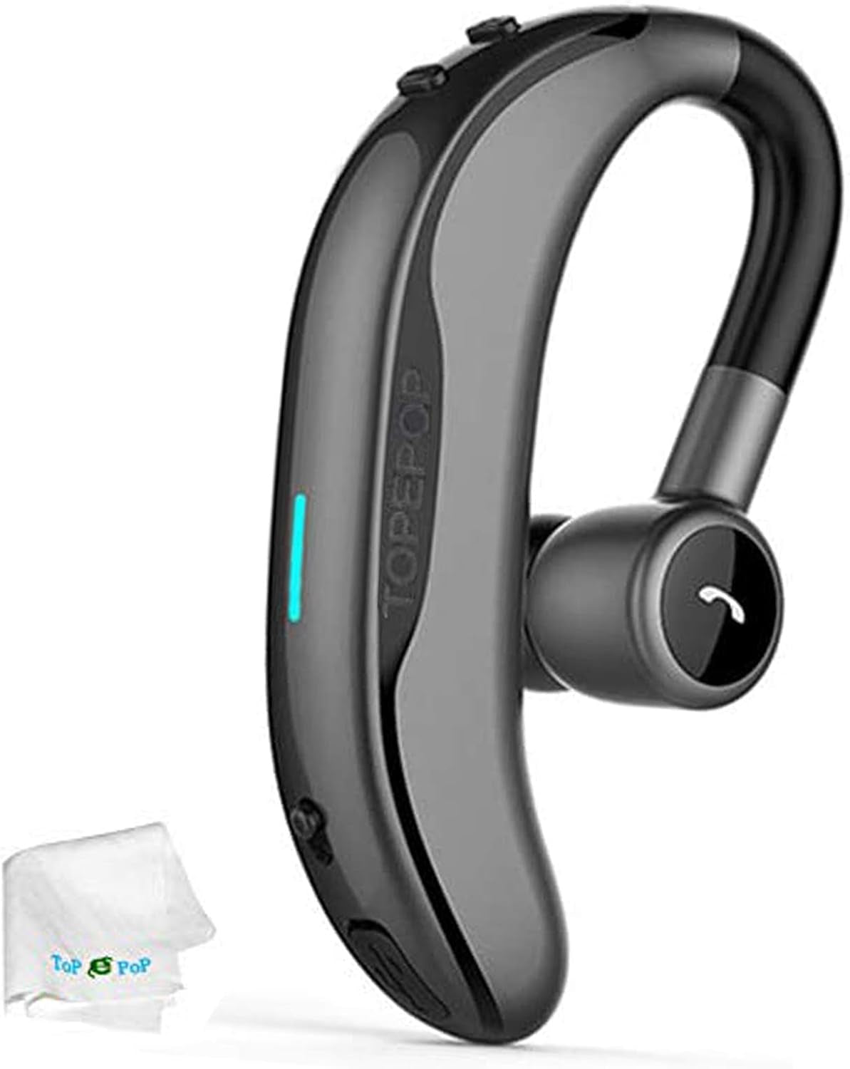 Wireless Headset Wireless Headphone Handsfree Call Earpiece Noise Cancelling Earbud Long Standby Time Earphone Compatible with Smart Cell Phones Trucker Car Driver Business Office Men Women (Grey)