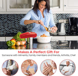 Electric Can Opener - No Sharp Edge Handheld Can Opener - Battery Operated Can Opener - Easy One-Touch Operation Can Opener - Automatic, Food Safe, Hands Free, Smooth Edge (Red)