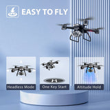V14 Drone with 1080P HD Camera Live Video 120°Wide-Angle Wifi Altitude Hold, 3D Flip 2 Batteries Black