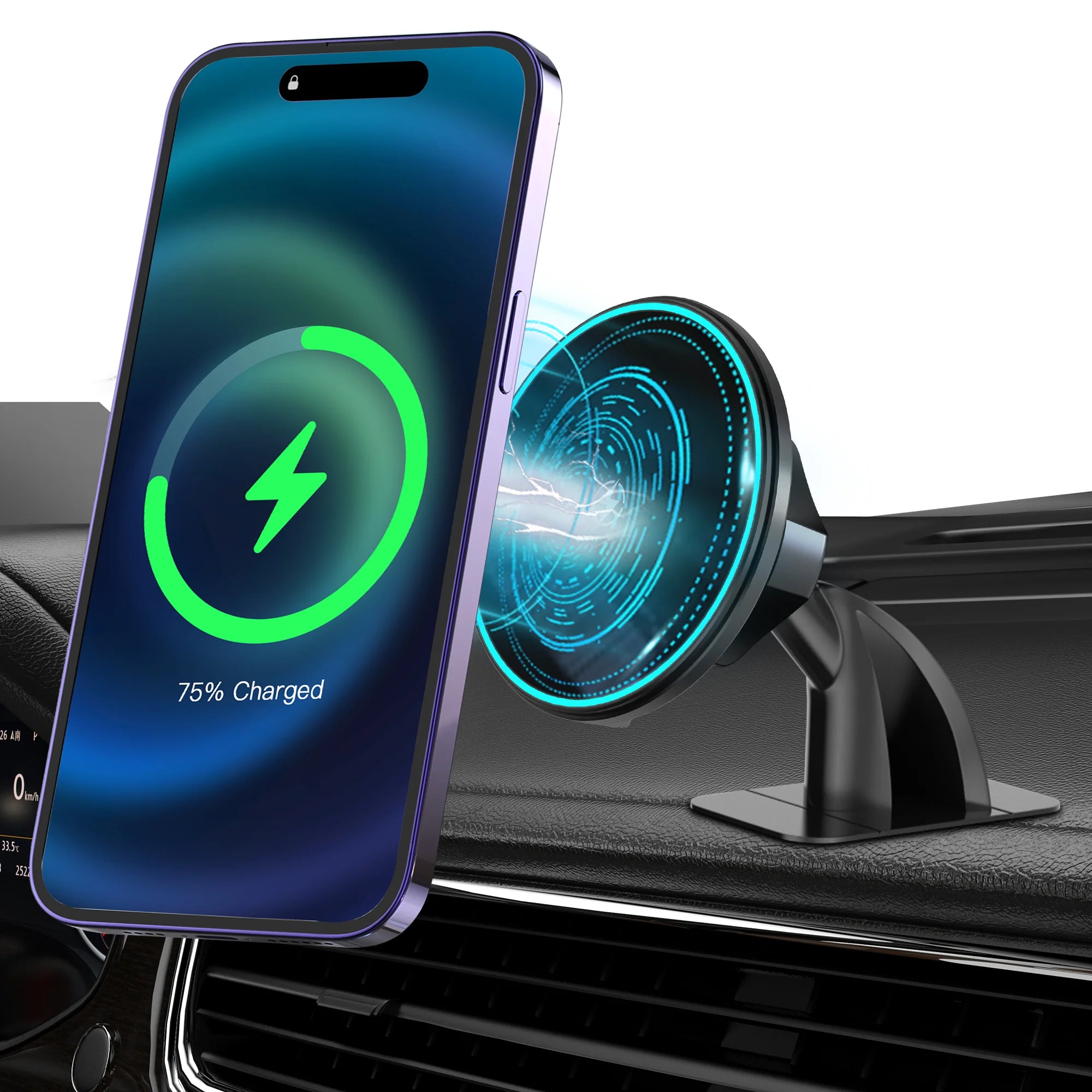 Magnetic Wireless Car Charger,Fast Charging Air Vent/Dashboard Phone Holder Mount for Iphone 15 14 13 12 Pro plus Max Mini