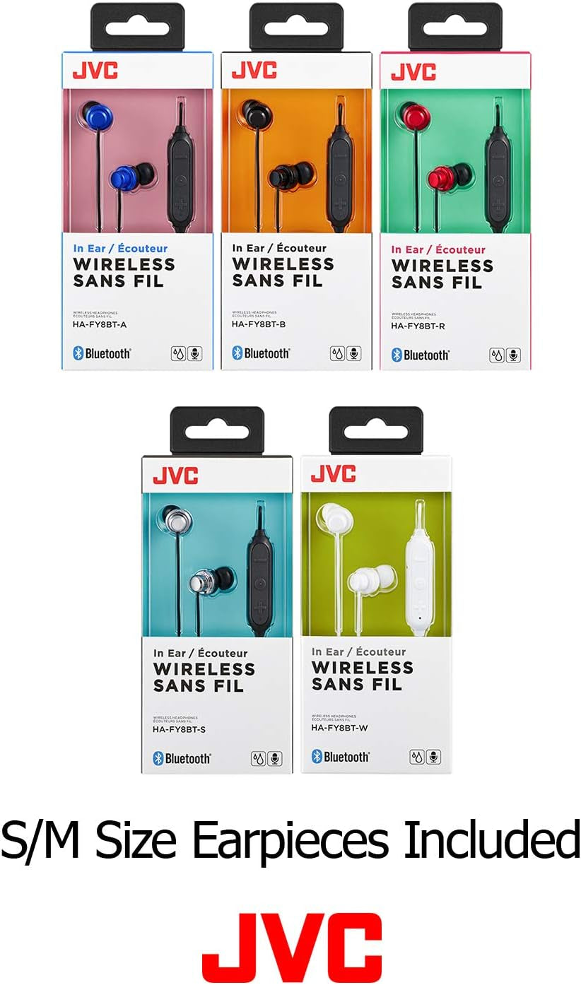 Wireless Earbud Headphones, Sweat Proof, 5 Hours Long Battery Life, Secure and Comfort Fit with 3 Button Remote - HAFY8BTB (Black)