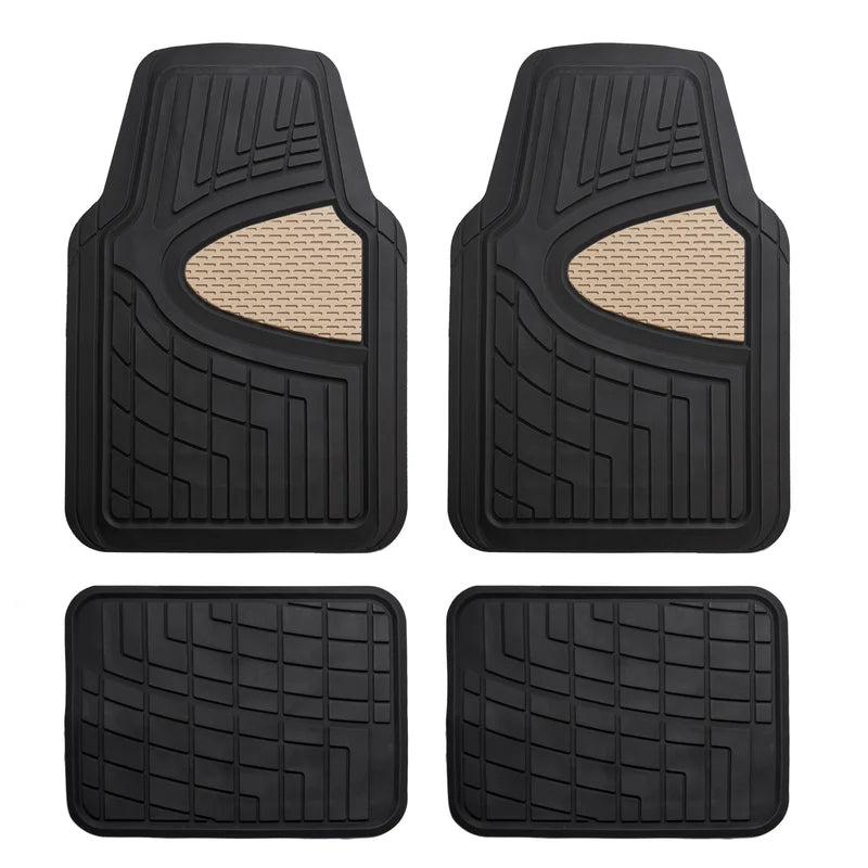 Premium Tall Channel Trimmable Non-Slip Rubber Floor Mats Full Set