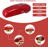 Electric Can Opener - No Sharp Edge Handheld Can Opener - Battery Operated Can Opener - Easy One-Touch Operation Can Opener - Automatic, Food Safe, Hands Free, Smooth Edge (Red)