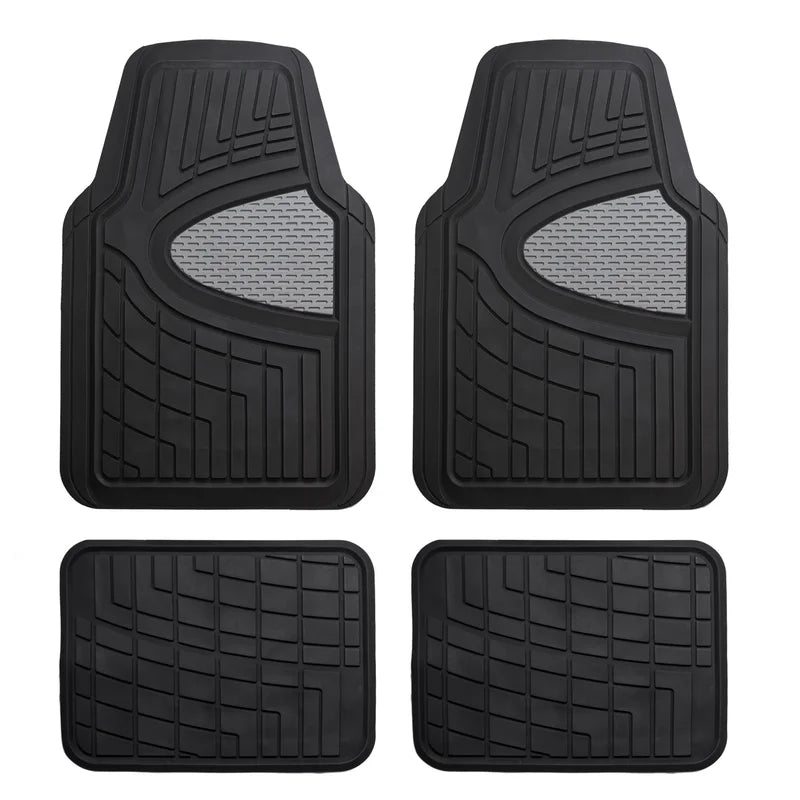 Premium Tall Channel Trimmable Non-Slip Rubber Floor Mats Full Set