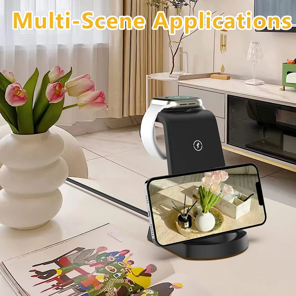 Iphone 3 in 1 Charging Station, Black