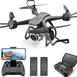 V14 Drone with 1080P HD Camera Live Video 120°Wide-Angle Wifi Altitude Hold, 3D Flip 2 Batteries Black