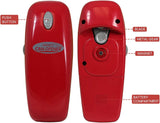 Electric Can Opener - No Sharp Edge Handheld Can Opener - Battery Operated Can Opener - Easy One-Touch Operation Can Opener - Automatic, Food Safe, Hands Free, Smooth Edge (Red)