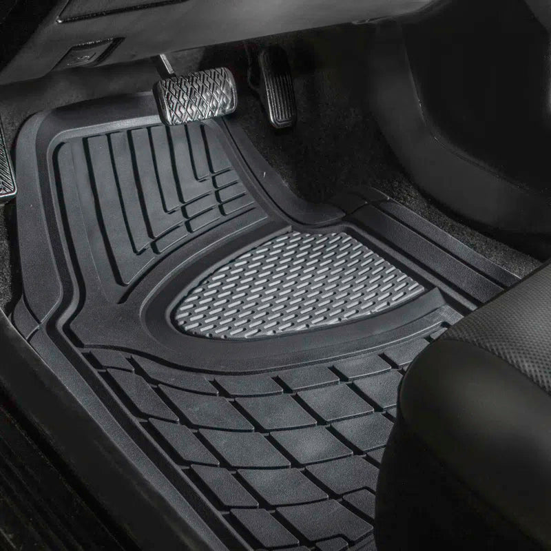 Premium Tall Channel Trimmable Non-Slip Rubber Floor Mats Full Set