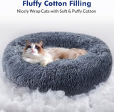 rabbitgoo Cat Beds for Indoor Cats, 20 inches Cat Bed Machine Washable, Fluffy Round Pet Bed Non-Slip, Calming Soft Plush Donut Cuddler Cushion Self Warming...