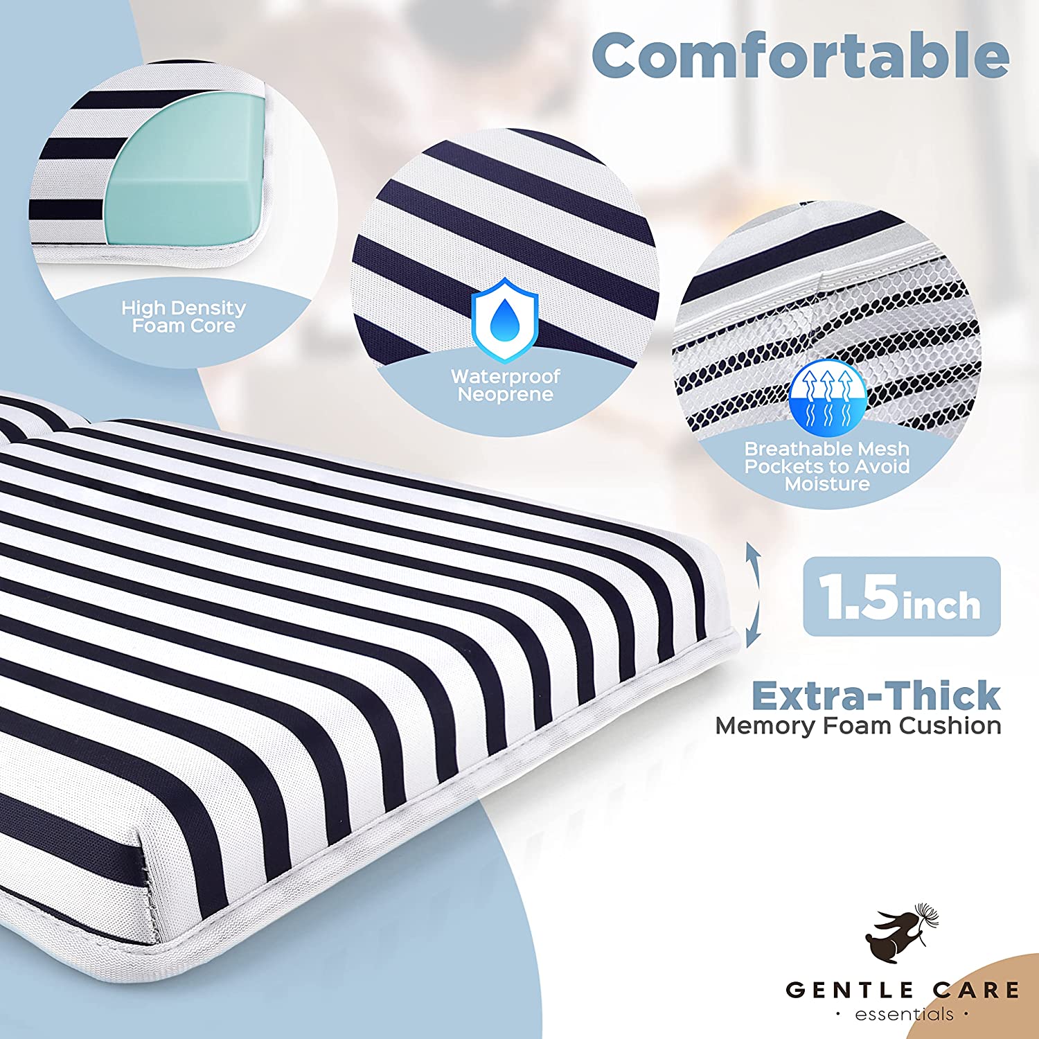 Gentle Care Essentials Baby Bath Kneeler & Elbow Rest Pad Set - Bath Toy Organizer for Tub Bathtub Kneeler & Elbow Rest Set - Baby Bath Elbow Rest & Kneeling Pad - Bathing Baby Bath Mat Kneeling Pad