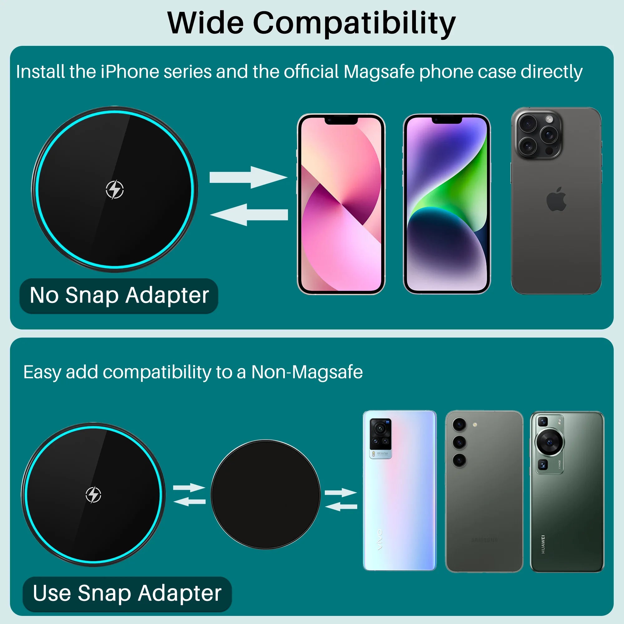 Magnetic Wireless Car Charger,Fast Charging Air Vent/Dashboard Phone Holder Mount for Iphone 15 14 13 12 Pro plus Max Mini