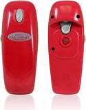 Electric Can Opener - No Sharp Edge Handheld Can Opener - Battery Operated Can Opener - Easy One-Touch Operation Can Opener - Automatic, Food Safe, Hands Free, Smooth Edge (Red)