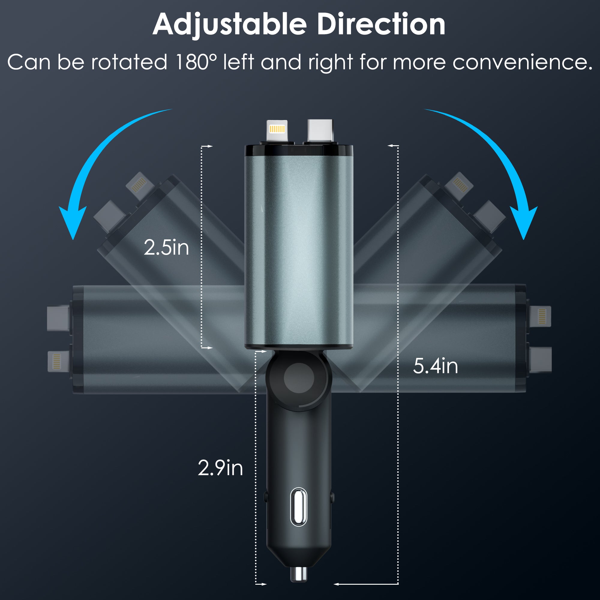 66W 4 in 1 Fast Car Phone Charger Cigarette Lighter Adapters, ABS PC Silver