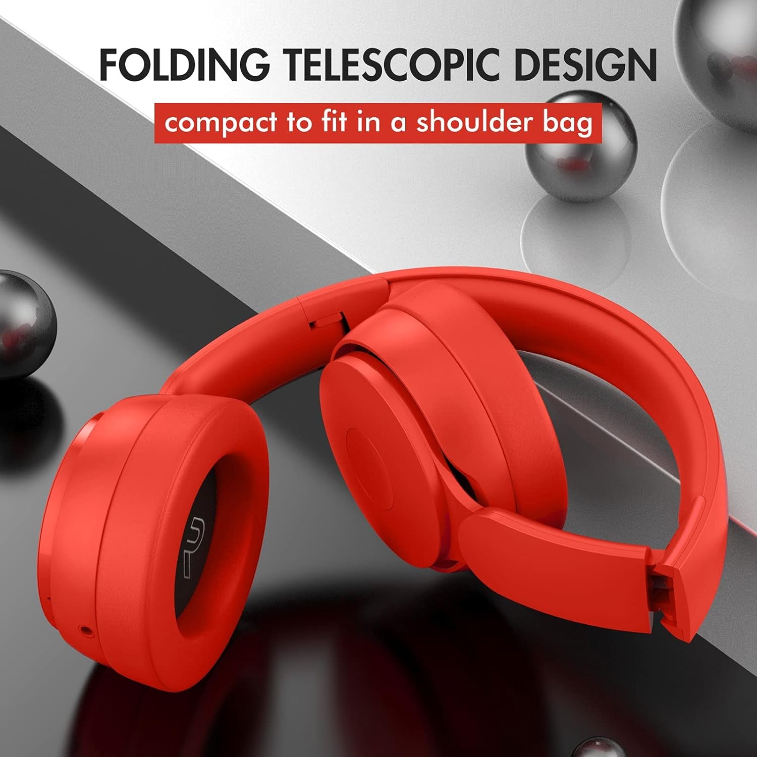 Wireless Bluetooth Headphones over Ear, Hi-Fi Stereo Foldable Wired/Wireless/Tf for Travel/Adult/Kids/Teen, 25 Hours Playtime(Red)