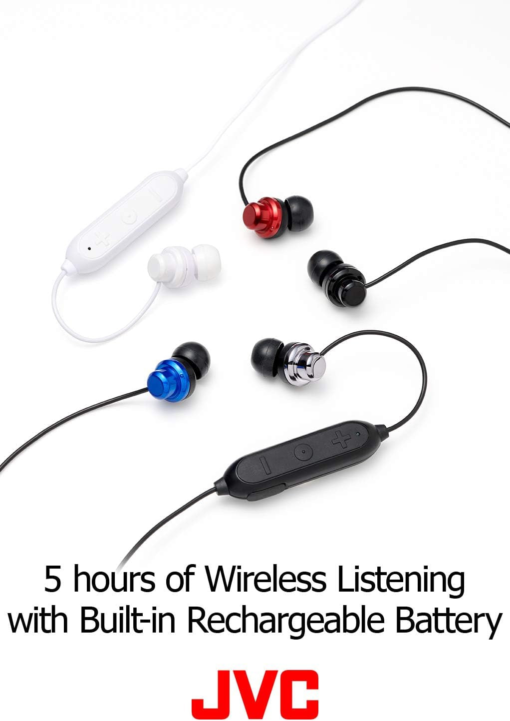Wireless Earbud Headphones, Sweat Proof, 5 Hours Long Battery Life, Secure and Comfort Fit with 3 Button Remote - HAFY8BTB (Black)