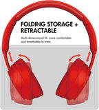 Wireless Bluetooth Headphones over Ear, Hi-Fi Stereo Foldable Wired/Wireless/Tf for Travel/Adult/Kids/Teen, 25 Hours Playtime(Red)