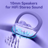 Wireless Earbuds Bluetooth Headphones 48Hrs Play Back Sport Earphones with LED Display Over-Ear Buds with Earhooks Built-In Mic Headset for Workout Purple