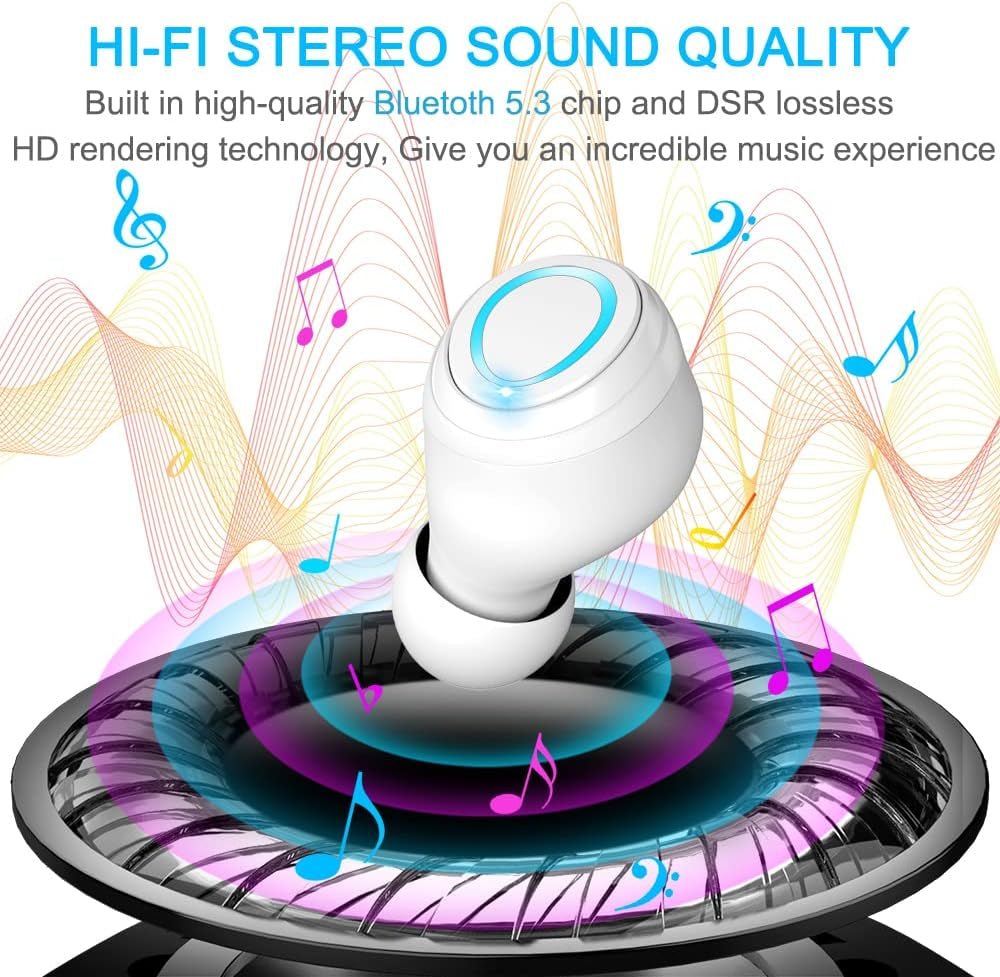 Wireless Earbuds, Bluetooth 5.1 Earbuds 140H Playtime Bluetooth Headphones Stereo Noise Cancelling Wireless Earphones in Ear with Mic, USB-C Charging IP7 Waterproof Headset for Sport Rose Gold