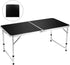 (Dented a little and very unnoticeable) FiveJoy Folding Camping Table, 4 FT Aluminum Height Adjustable Lightweight Desk Portable Handle, Top Weatherproof and Rust Resistant Table for Outdoor Picnic Beach Backyard, 47" x 24",Black