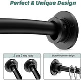 BRIOFOX Industrial Curved Shower Curtain Rod 42-72 Inches, Stainless Steel Adjustable Round Shower Rod for Bathroom, Telescoping Design, Need To Drill (Matte Black)