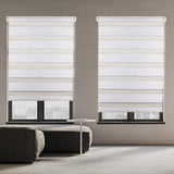 JDALL Zebra Roller Blinds for Windows, Dual Layer Zebra Roller Sheer Blind, Easy Light Control for Privacy Light Filtering Roller Shades for Windows, 42" W X 72" H, White