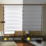 JDALL Zebra Roller Blinds for Windows, Dual Layer Zebra Roller Sheer Blind, Easy Light Control for Privacy Light Filtering Roller Shades for Windows, 42" W X 72" H, White