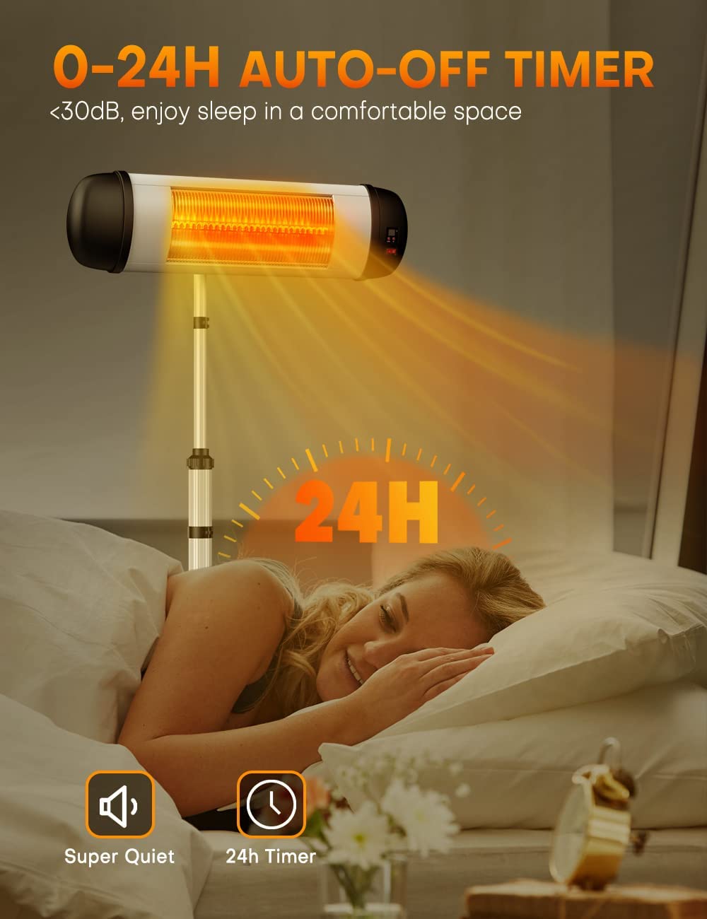 Outdoor Electric Heater, 1500W Waterproof Patio Heater for Outdoor Use, 3S Fast Heating Electric Infrared Heater with Remote, 24h Timer Tip-over & Overheat Protection, Outdoor Heaters for Patio Garage