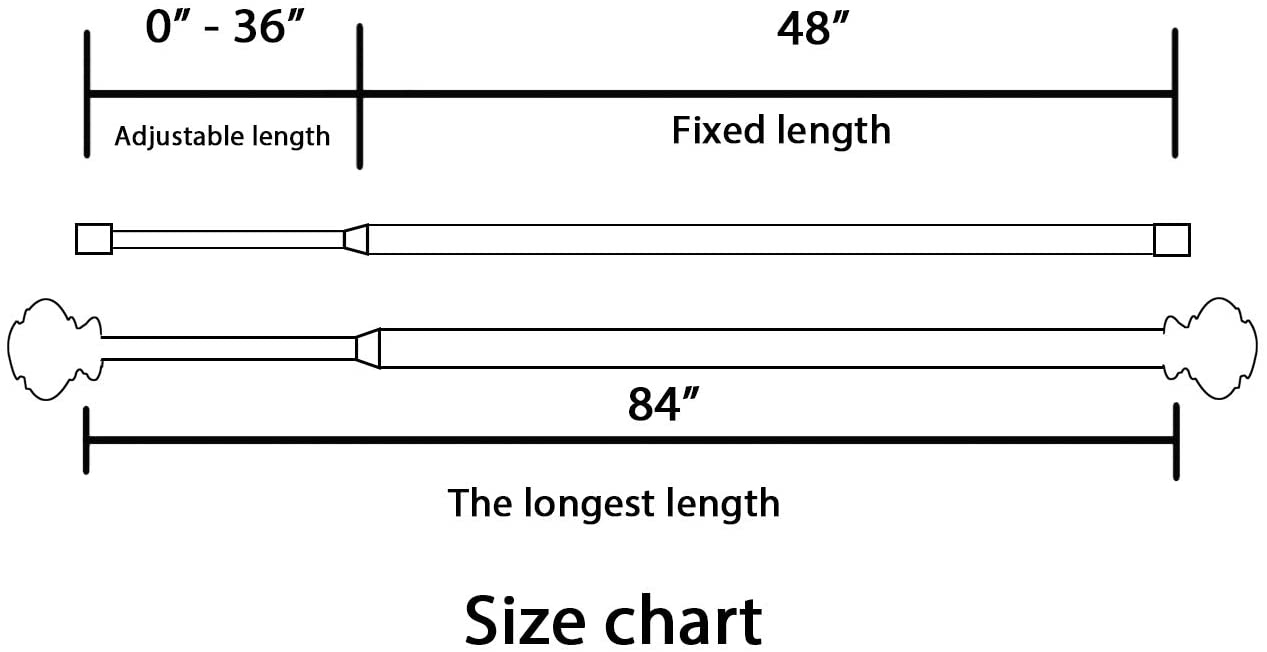 Elegant Window Treatment Telescoping Double Curtain Rod Set with Classic Cap, 3/4-Inch Diameter, Adjusts from 48 to 84 Inches, Black with Antique Bronze Finish