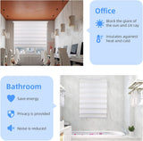 JDALL Zebra Roller Blinds for Windows, Dual Layer Zebra Roller Sheer Blind, Easy Light Control for Privacy Light Filtering Roller Shades for Windows, 42" W X 72" H, White