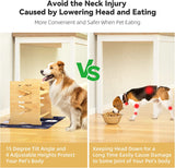 Upgraded Elevated Dog Bowls for Large Dogs - Romantic Bear Adjustable Bamboo Stand Dog Bowls for Large Dogs with 2 Stainless Steel Raised Dog Bowl Adjusts to 6 Height for Indoor Dogs and Cats