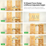 Upgraded Elevated Dog Bowls for Large Dogs - Romantic Bear Adjustable Bamboo Stand Dog Bowls for Large Dogs with 2 Stainless Steel Raised Dog Bowl Adjusts to 6 Height for Indoor Dogs and Cats