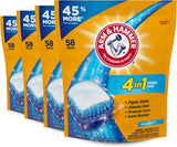 4-In-1 Laundry Detergent Power Paks, Fresh, 58 Count (Pack of 4) Arm and Hammer