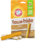 Faux-Hide Dog Dental Treat Rolls, 7 Pcs | 5 Oz Bag Rawhide Free Dog Dental Chews in Chicken Flavor | Baking Soda Enhanced Formula Dental Treats for Dogs for Fresh Breath Arm and Hammer