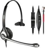 Corded Telephone Headset Monaural with Noise Canceling Mic + Quick Disconnect Work for Yealink SIP-T19P T20P T21P T22P T26P T28P T32G T41P T38G T42G T46G T48G Avaya 1608 9611G IP Phones(600Qy1)