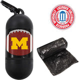 NCAA MICHIGAN WOLVERINES LICENSED Poop Waste Bag Dispenser and Leash D Ring with 300 Premium Pet Waste Bags