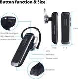 Bluetooth Headset, Hands-Free Wreless Bluetooth Earpiece with 18 Hours Playtime and Noise Cancelling Mic for Iphone Samsung Android Cell Phone Truck Driver - Black