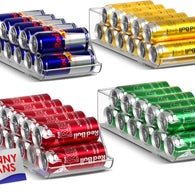 Sorbus Skinny Soda Can Organizer for Refrigerator - Slim Can Holder Drink Dispenser for Fridge - Soda Can Organizer for Fridge Pantry Kitchen Organization and Storage (Set of 4)