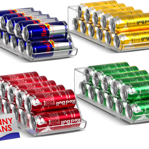 Sorbus Skinny Soda Can Organizer for Refrigerator - Slim Can Holder Drink Dispenser for Fridge - Soda Can Organizer for Fridge Pantry Kitchen Organization and Storage (Set of 4)