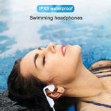 Bone Conduction Headphones Open Ear Headphones Bluetooth IPX8 Waterproof Headphones for Swimming Headphones with Microphone Underwater Swimming Diving Running for Sports (Black)