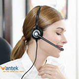 Corded Telephone Headset Monaural with Noise Canceling Mic + Quick Disconnect Work for Yealink SIP-T19P T20P T21P T22P T26P T28P T32G T41P T38G T42G T46G T48G Avaya 1608 9611G IP Phones(600Qy1)