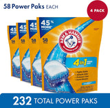 4-In-1 Laundry Detergent Power Paks, Fresh, 58 Count (Pack of 4)