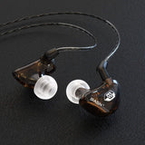 In-Ear Monitor Headphones Dual Dynamic Drivers in Ear Earphones Detachable MMCX Cable Musicians In-Ear Earbuds Headphones (BC100 Brown, with No Mic)