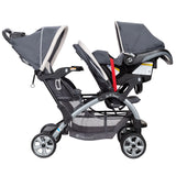 Sit N' Stand Travel Double Stroller W/ Single Car Seat, Magnolia