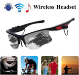 Sports Sunglasses, Wireless Bluetooth Headset with Sports Polarized Sunglasses, Smart Glasses Headphone Built-In Mic for Outdoor Cycling Running Driving Fishing (Black)