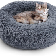 rabbitgoo Cat Beds for Indoor Cats, 20 inches Cat Bed Machine Washable, Fluffy Round Pet Bed Non-Slip, Calming Soft Plush Donut Cuddler Cushion Self Warming...