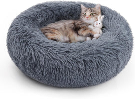 rabbitgoo Cat Beds for Indoor Cats, 20 inches Cat Bed Machine Washable, Fluffy Round Pet Bed Non-Slip, Calming Soft Plush Donut Cuddler Cushion Self Warming...