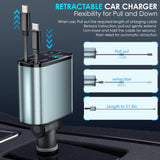 66W 4 in 1 Fast Car Phone Charger Cigarette Lighter Adapters, ABS PC Silver