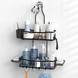 Hanging Shower Caddy, Rustproof Shower Shelf Racks over Shower Head - No Drilling Bathroom Organizer for Shampoo with Soap Holder