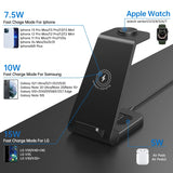 Wireless Charger, 23W 3 in 1 Wireless Charging Station, Fast Charging Dock for Iphone 16/15/14/13/12/11 Pro Max, Airpods 4/3/2/Pro, Iwatch Series 10/9/8/7/6/5/SE/4/3/2, Samsung Charger Stand (Black)